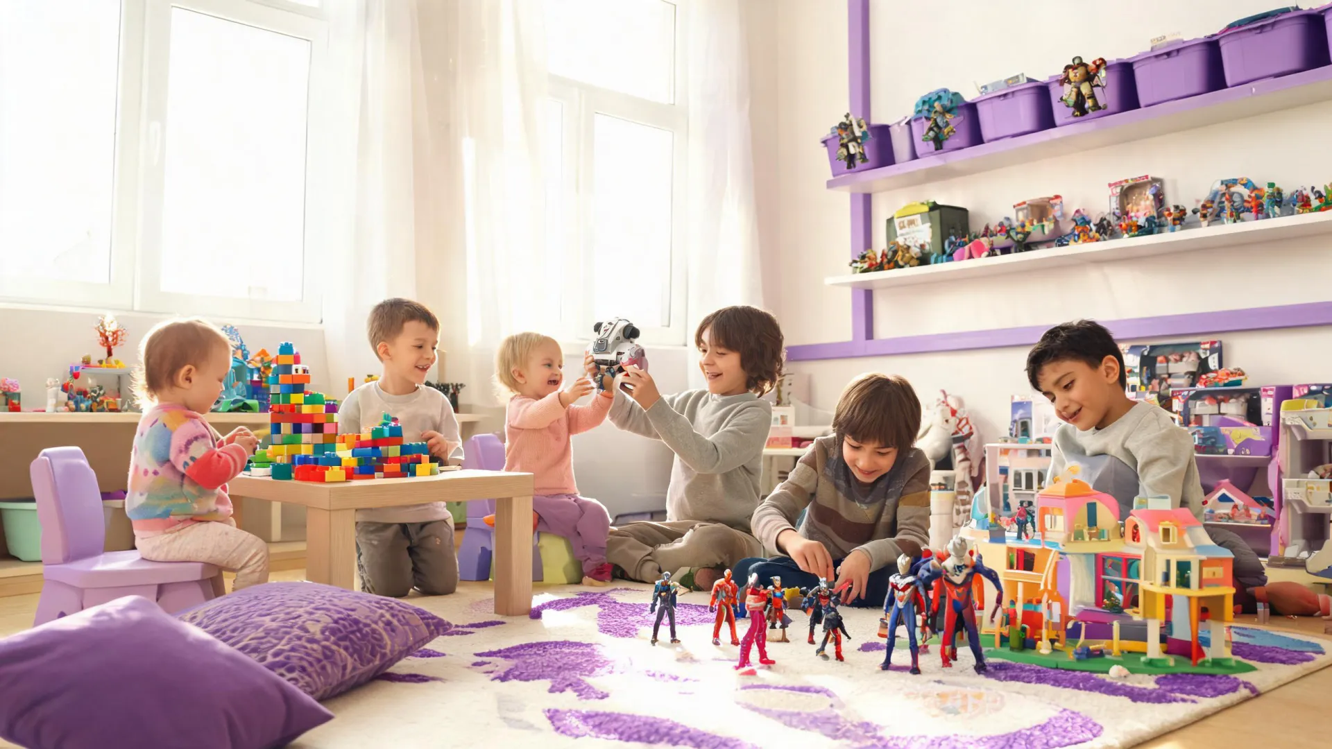 Family discovering STEM and character toys together